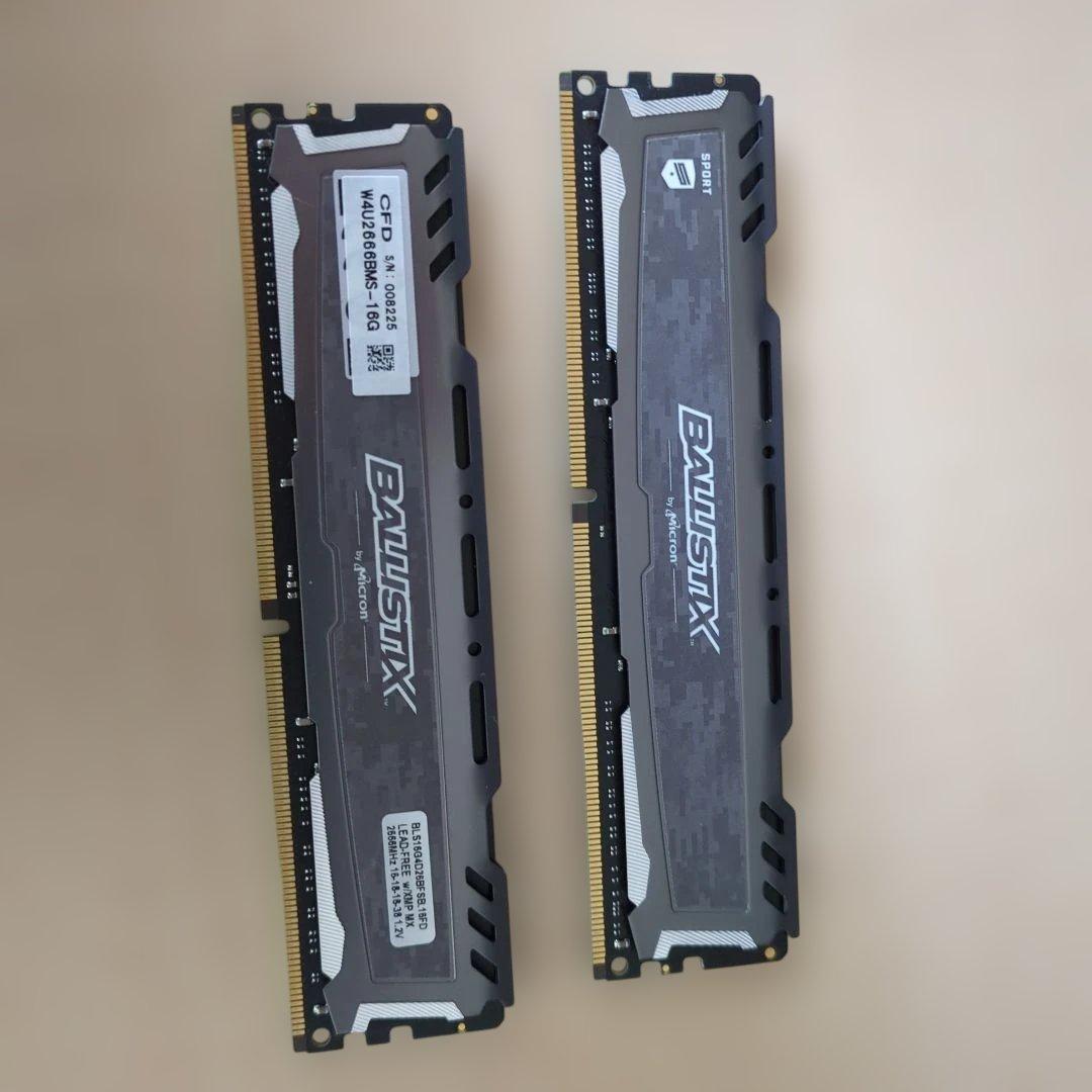 メモリー Ballistix 16GB x 2 DDR4 2666MHz