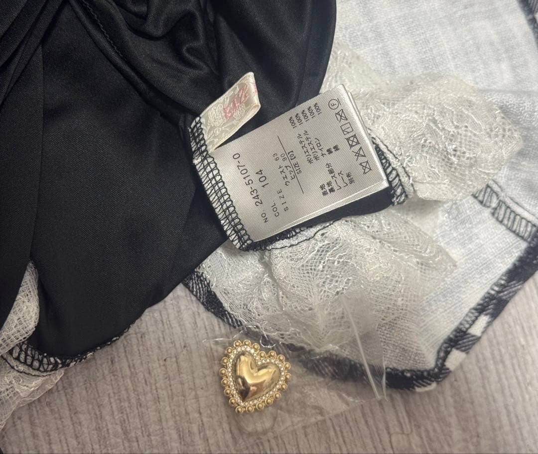 lizlisa はしごリボンチェックティアードスカパン　ブラック