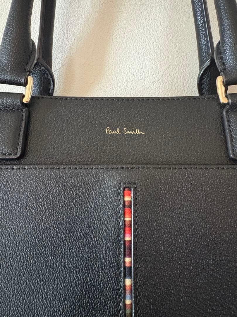 ✨美品✨ポールスミス トートバッグ インセットストライプ レザー ブラック ロゴ