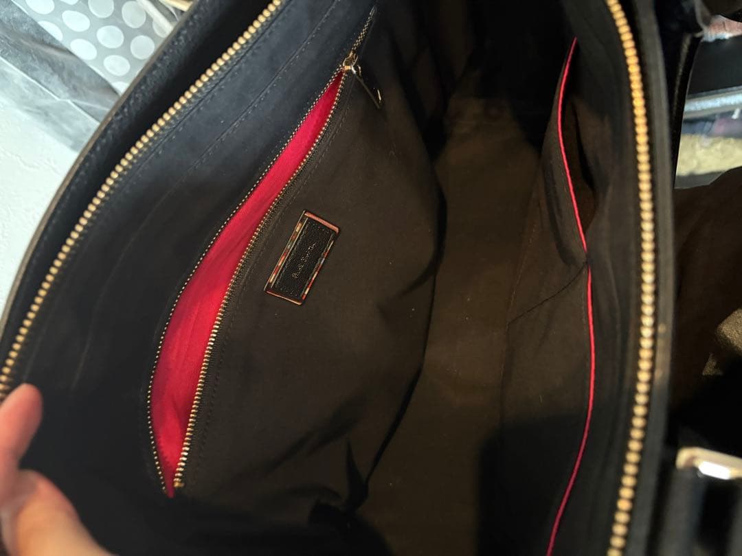 ✨美品✨ポールスミス トートバッグ インセットストライプ レザー ブラック ロゴ