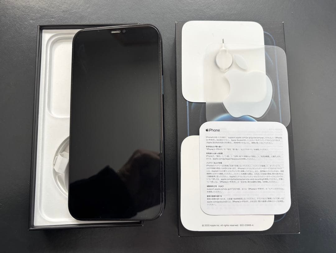 iPhone 12 ProMax 128GB、パシフィックブルー、バッテリ77%