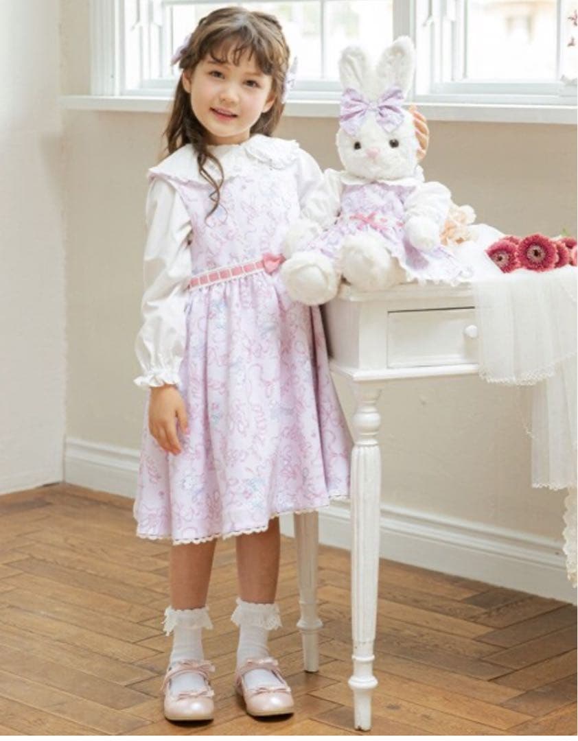 35th 復刻ウサギバレエ柄ジャンパースカート3点セット