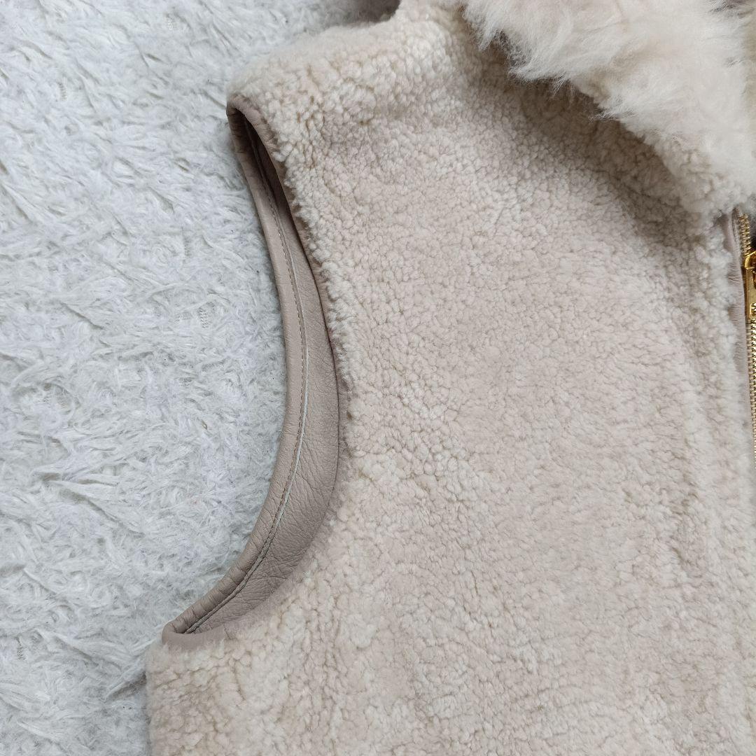美品✨ANAYI現行　フード付きムートンリバージレ　ベージュ　近年モデル　高級