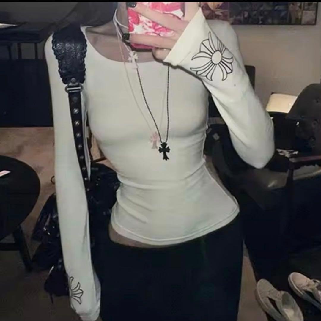 D*m様 即日発送 クロムハーツ柄　ロングスリーブTシャツ　ホワイトSサイズ ピ