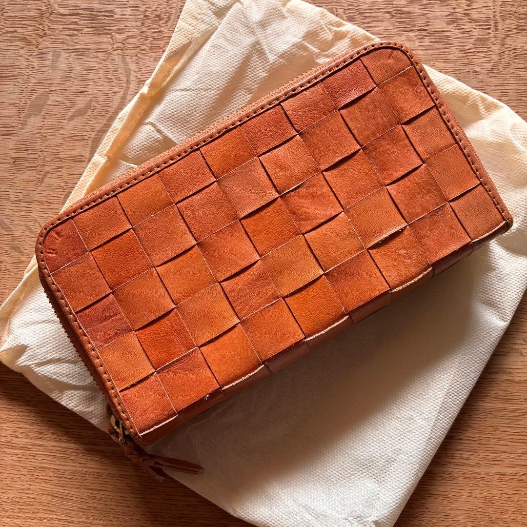 ブラウンレザー ダブルファスナー長財布