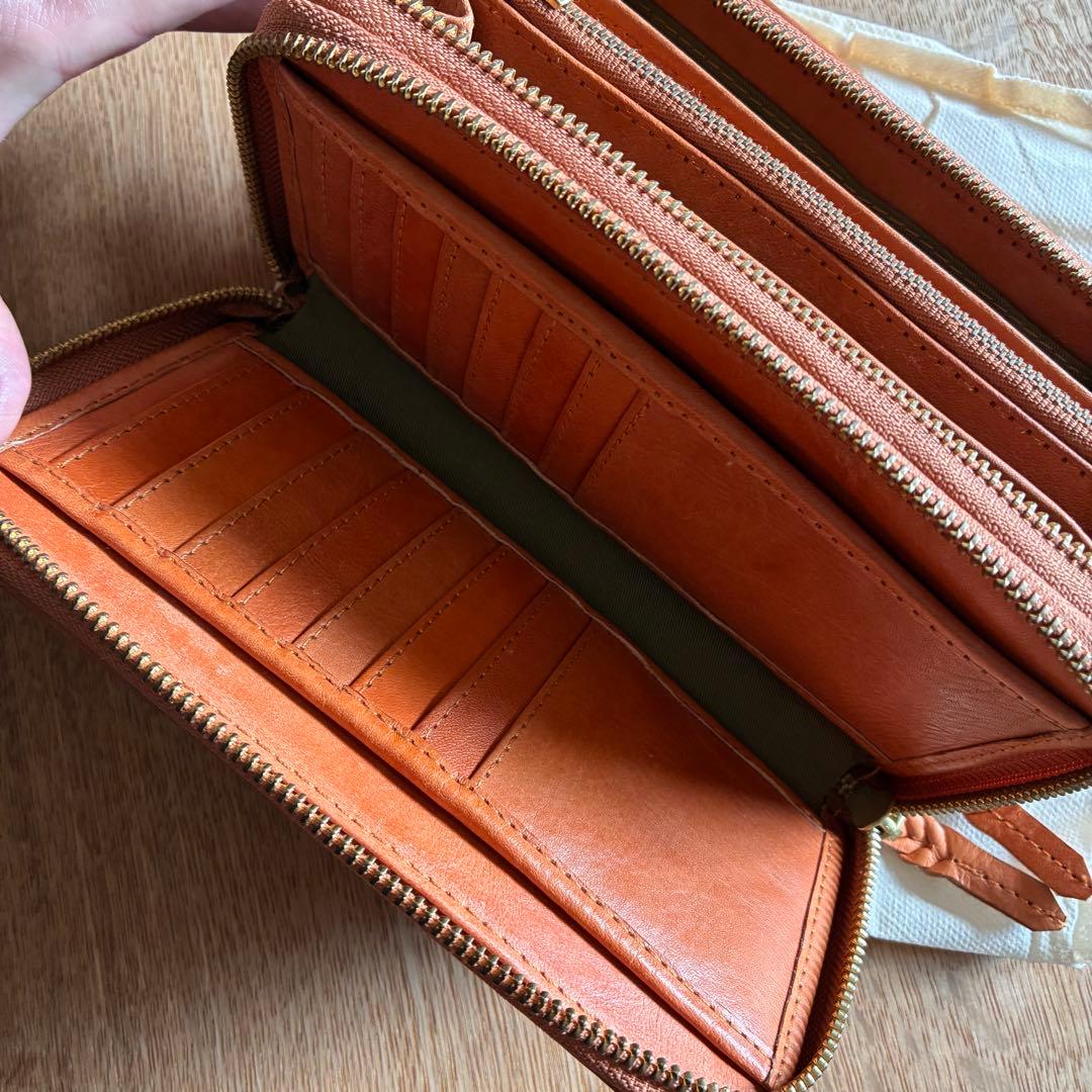 ブラウンレザー ダブルファスナー長財布