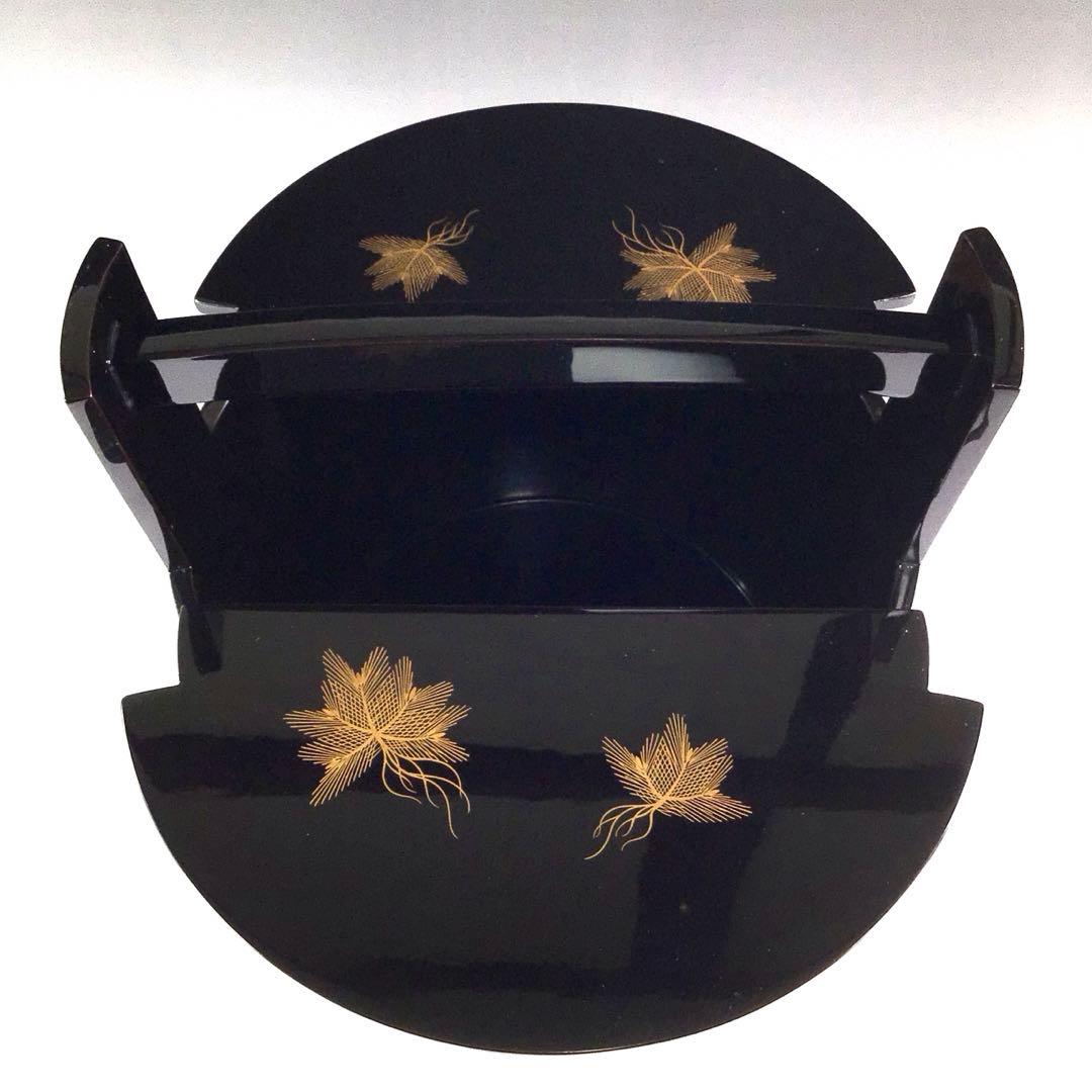 Ｐ８５９　水指　『輪島塗』『根引松蒔絵』『手桶水指』　共箱　茶道具