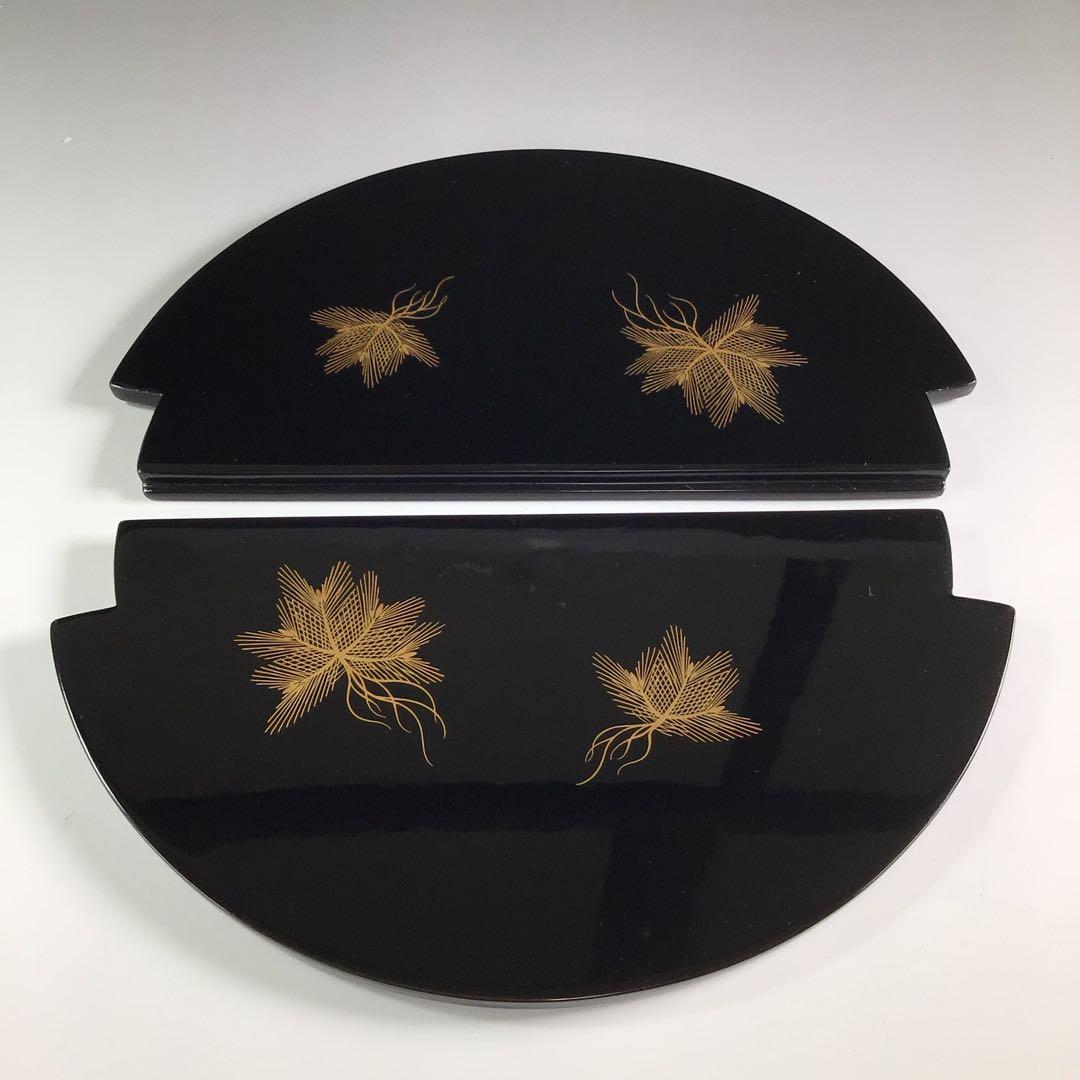 Ｐ８５９　水指　『輪島塗』『根引松蒔絵』『手桶水指』　共箱　茶道具