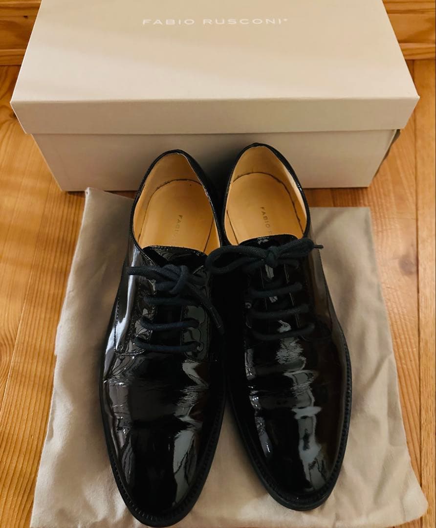 FABIO RUSCONI オックスフォード エナメル レースアップシューズ