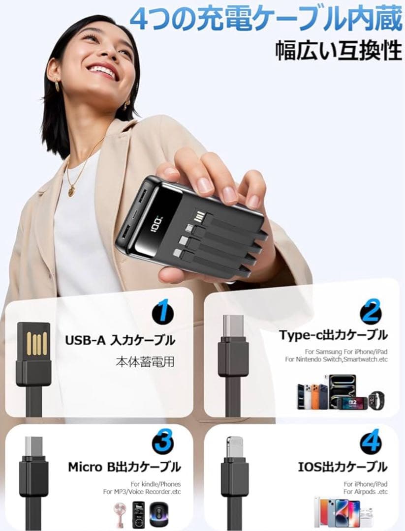 60000mAh モバイルバッテリー 小型 軽量