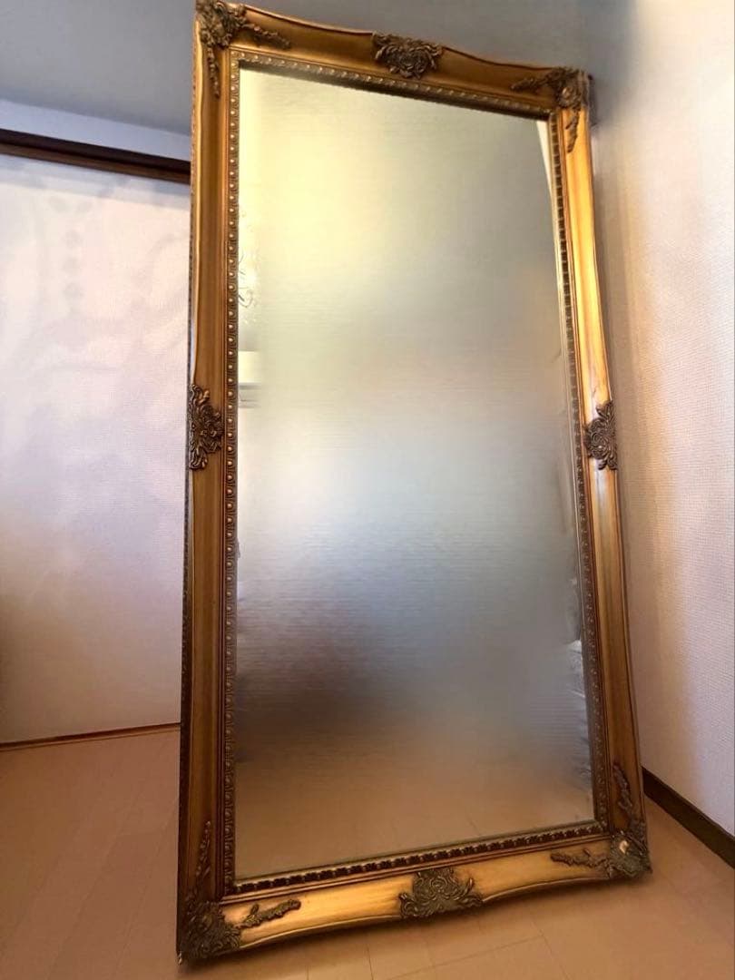 スタンドミラー アンティーク 大型鏡 ゴールド
