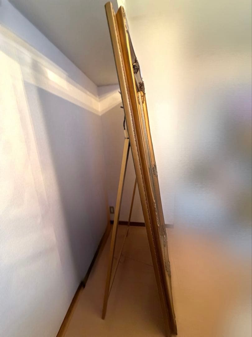 スタンドミラー アンティーク 大型鏡 ゴールド