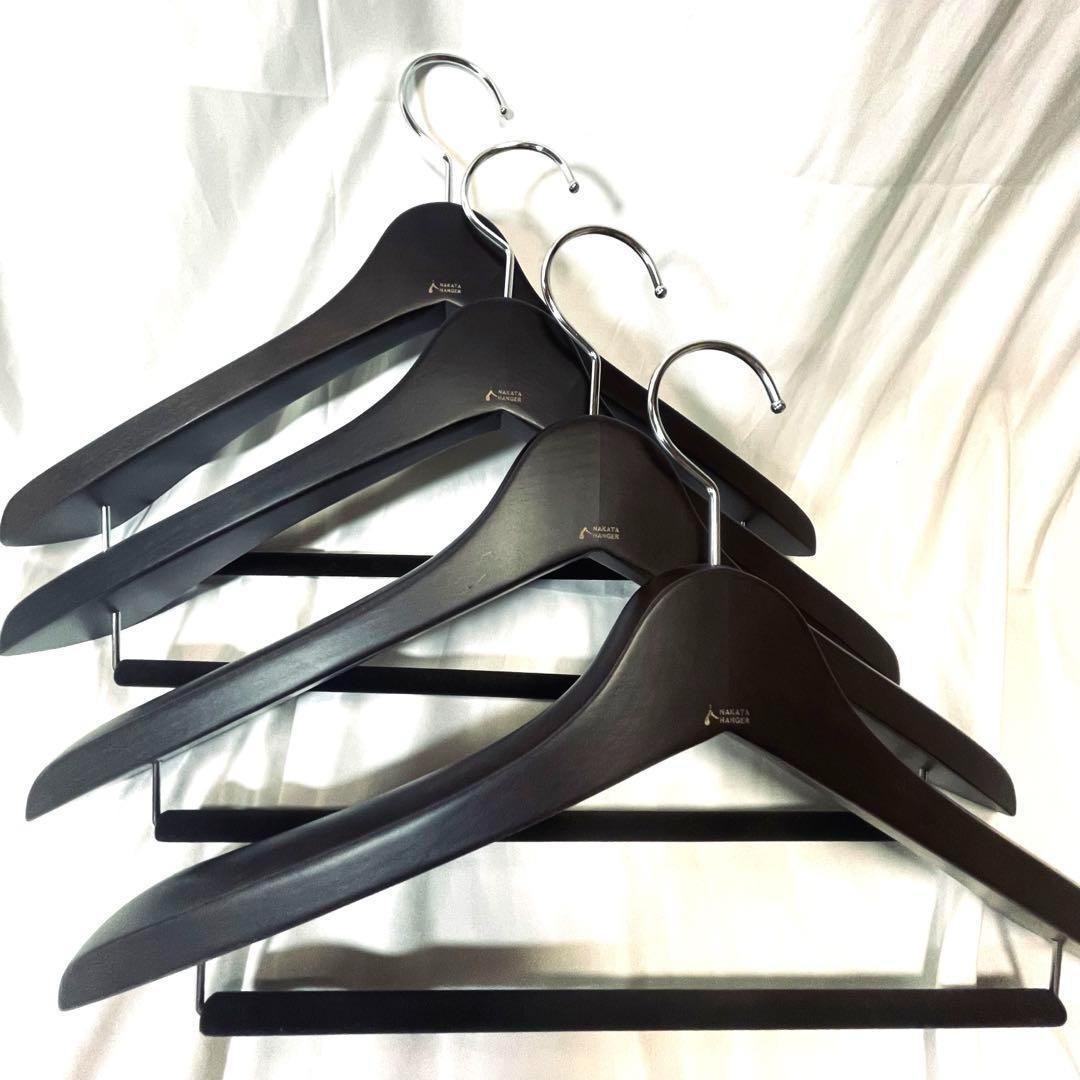 【ナカタハンガー】高級木製ハンガー　ダークブラウン　 4本セット