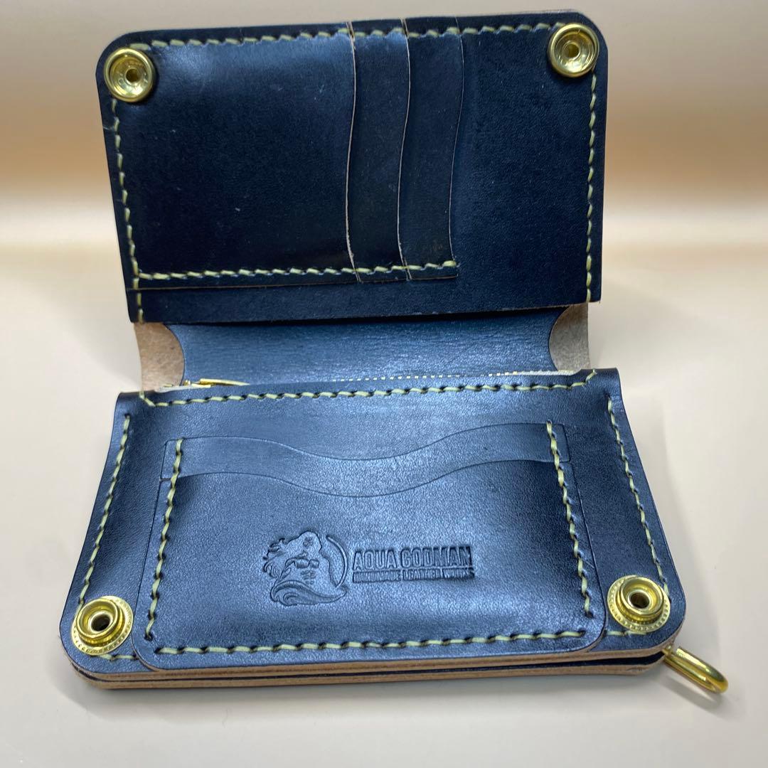 [値下] 無骨 艶 手染め 茶芯 お札折らずに収納ミドルトラッカーウォレット