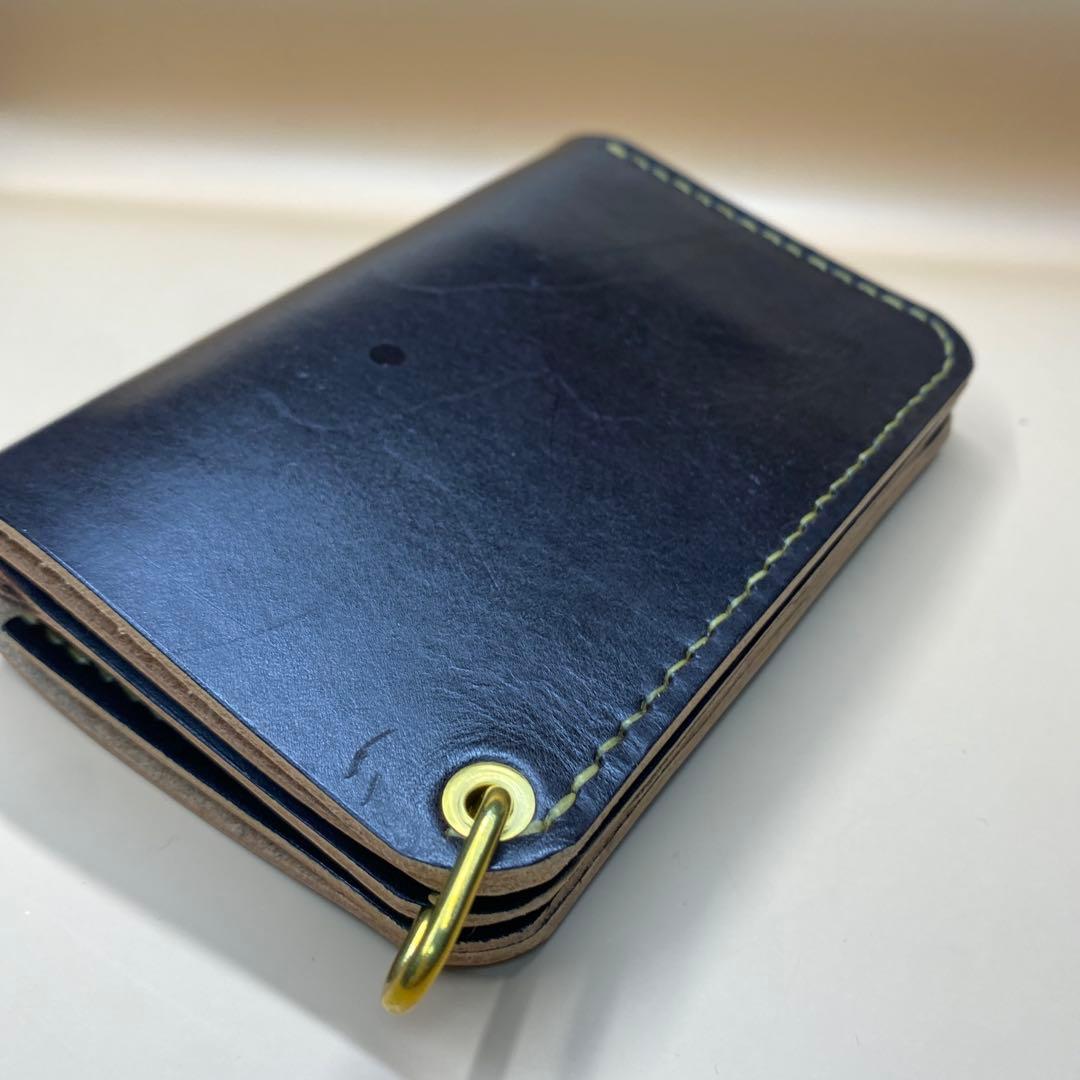 [値下] 無骨 艶 手染め 茶芯 お札折らずに収納ミドルトラッカーウォレット