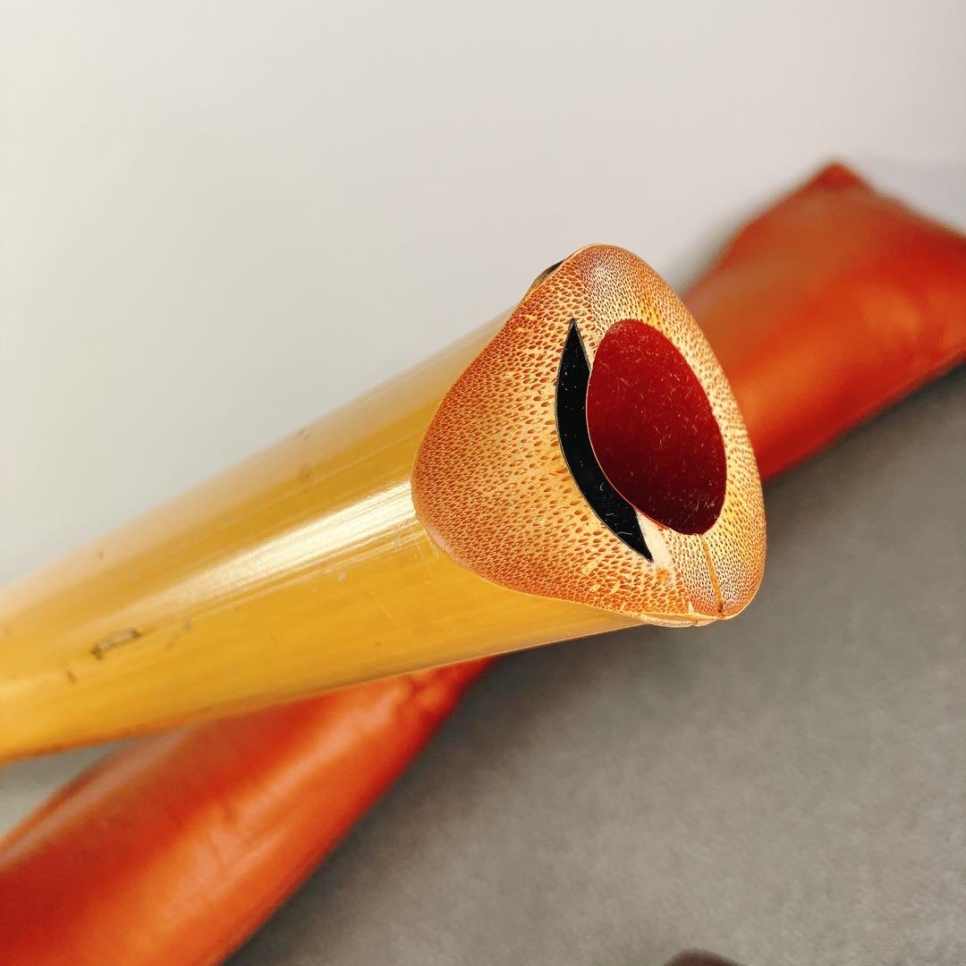 都山流 篁山作 尺八 精華銘 銀三線 銀唄口 55cm