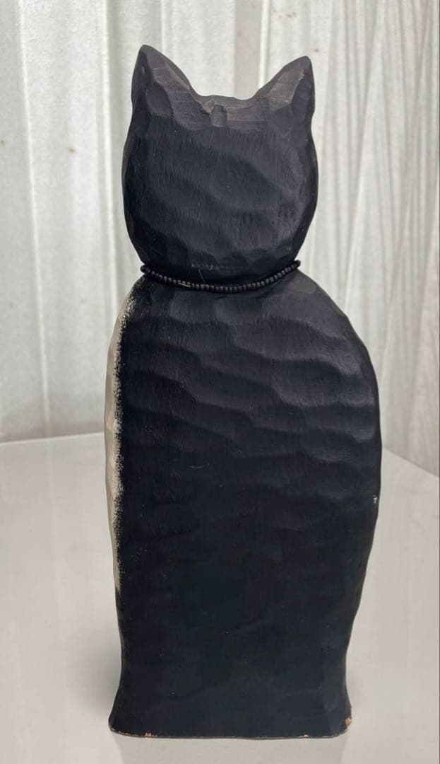 黒白猫のアンティーク置物4体セット James Haddonアメリカ木彫作家