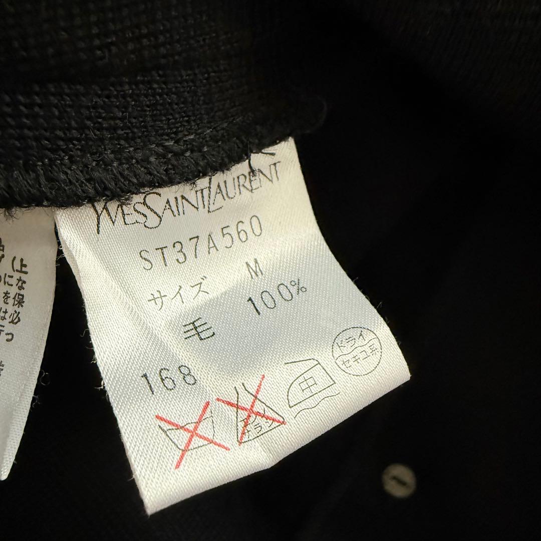 イヴサンローラン　テーラードジャケット　金ボタン　ロゴ　黒　ダブル　M　ウール