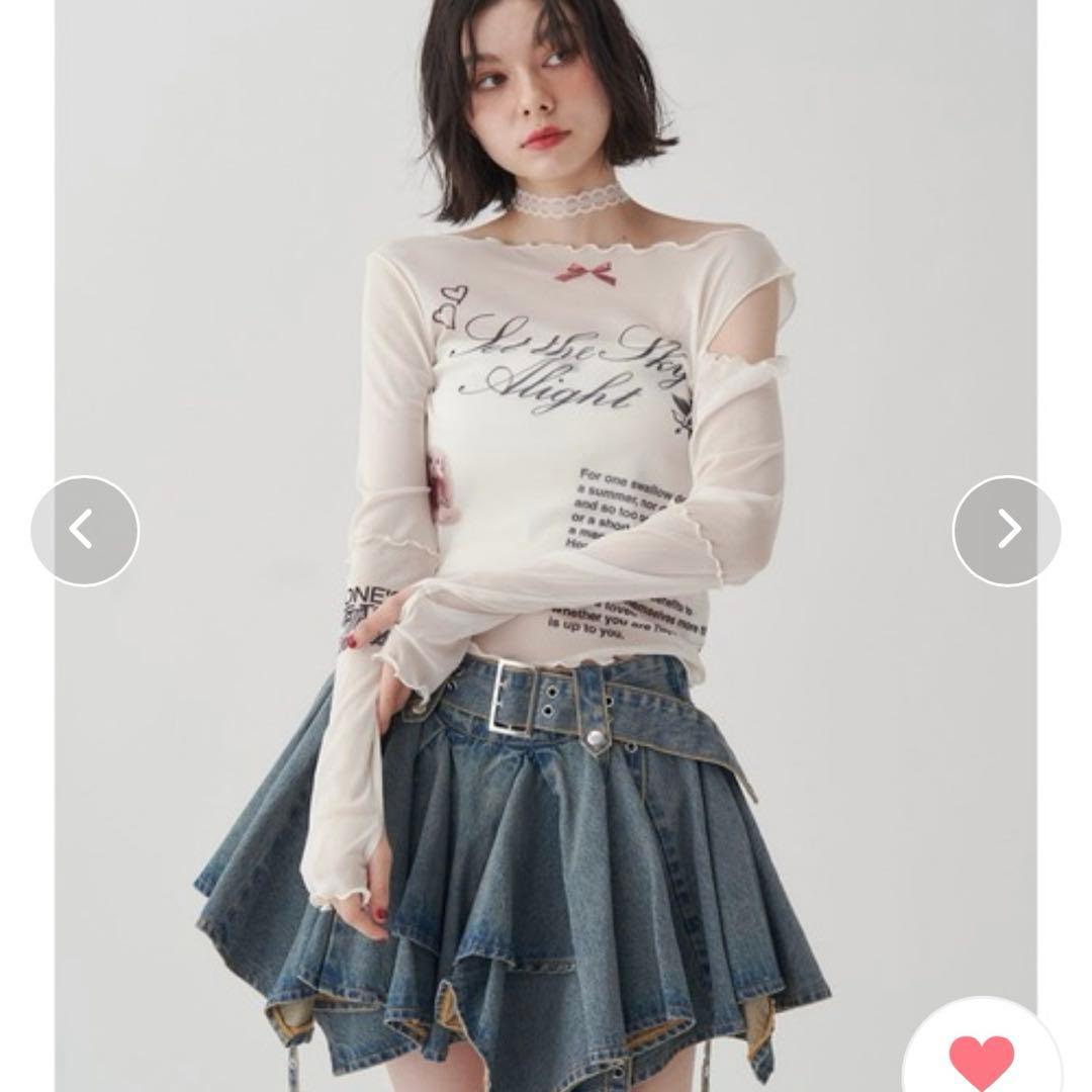 jouetie アシメヘムデニムミニスカート ブルー