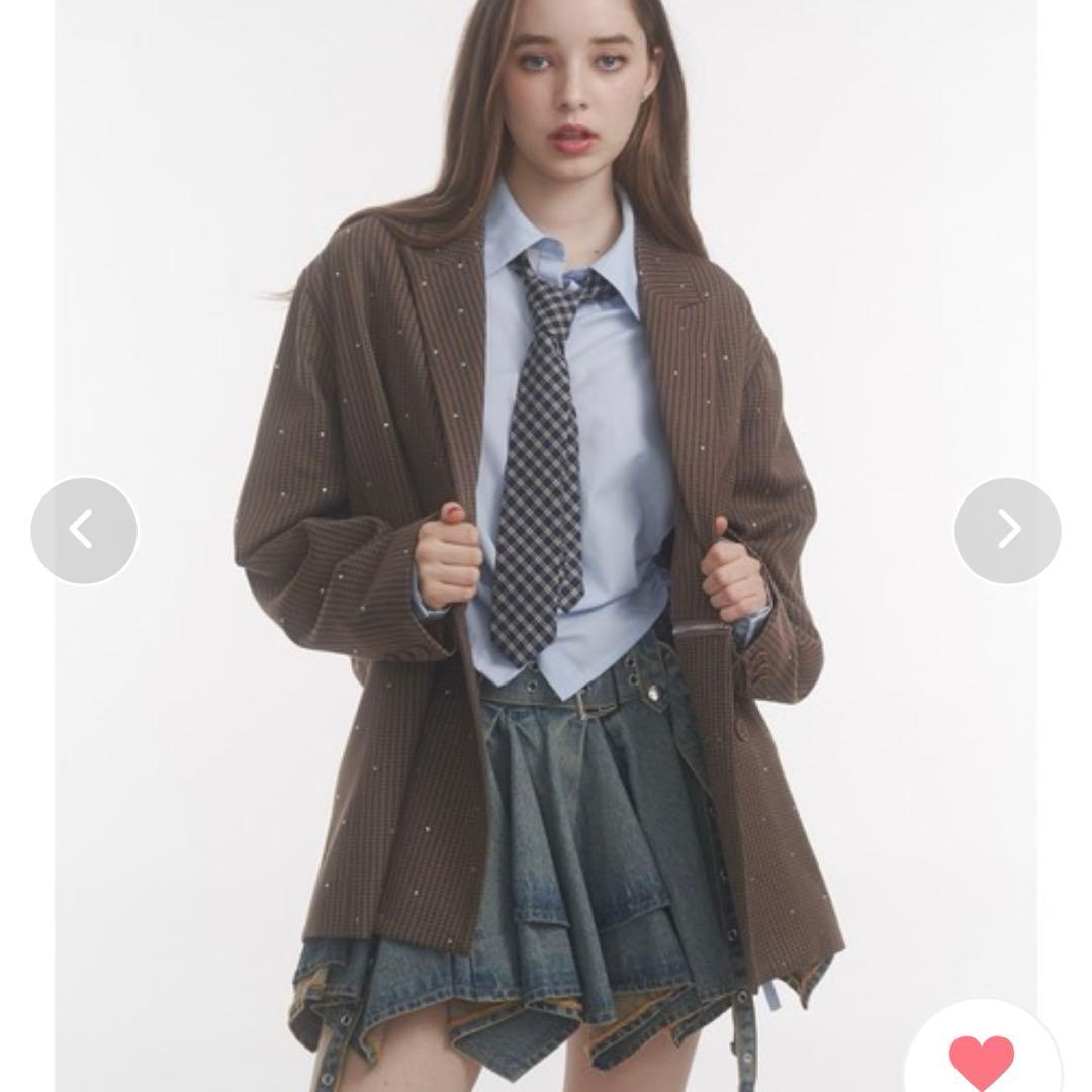 jouetie アシメヘムデニムミニスカート ブルー