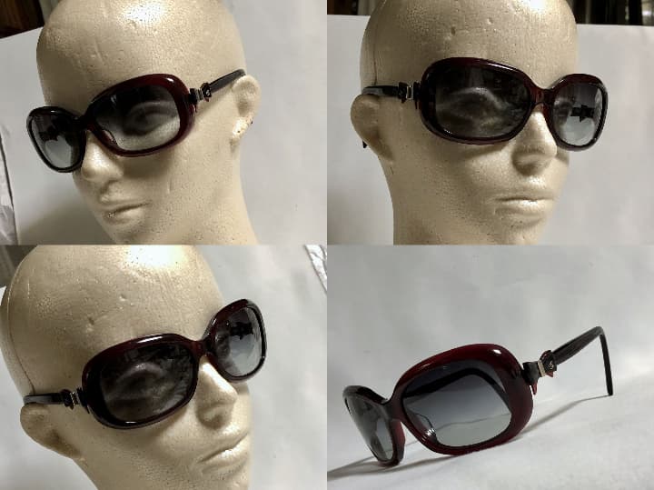正規美 シャネル CHANEL リボン×ココマーク装飾サングラス 赤系×黒 眼鏡