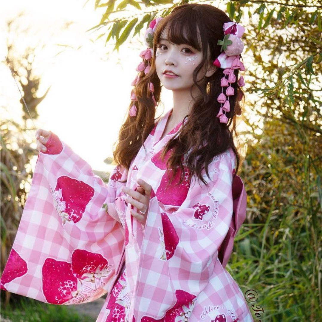 ToAlice いちご浴衣シリーズ ピンク色4点セット　姫ギャル