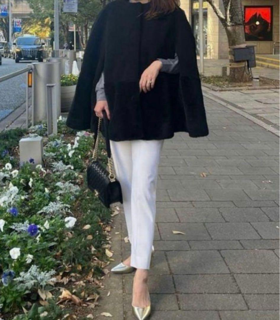 UNITED ARROWS ボアマントコート ブラック 38 クリーニング済み