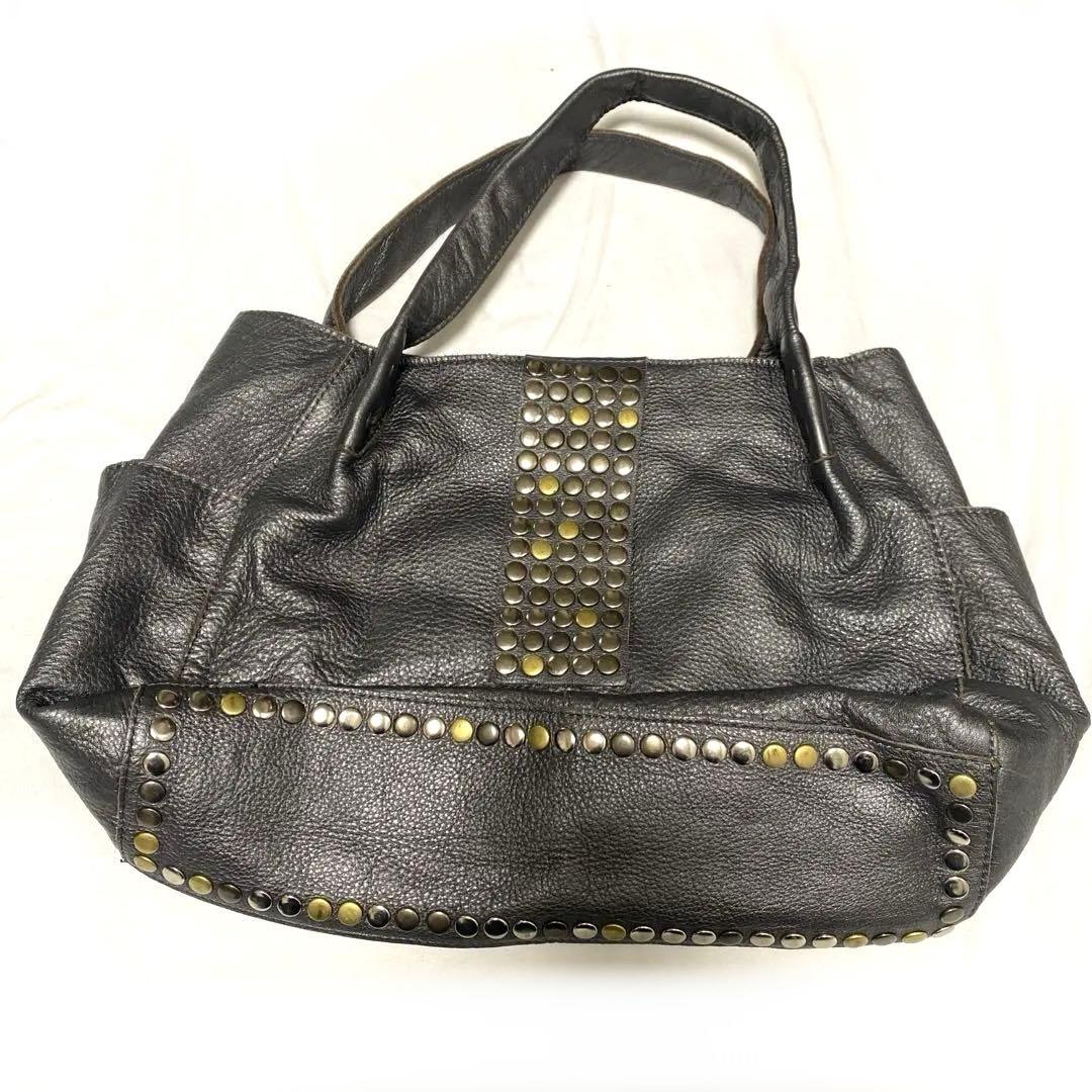 【TRES 】スタッズ　ショルダー　レザー　本革　Y2K トートバッグ　ブロンズ