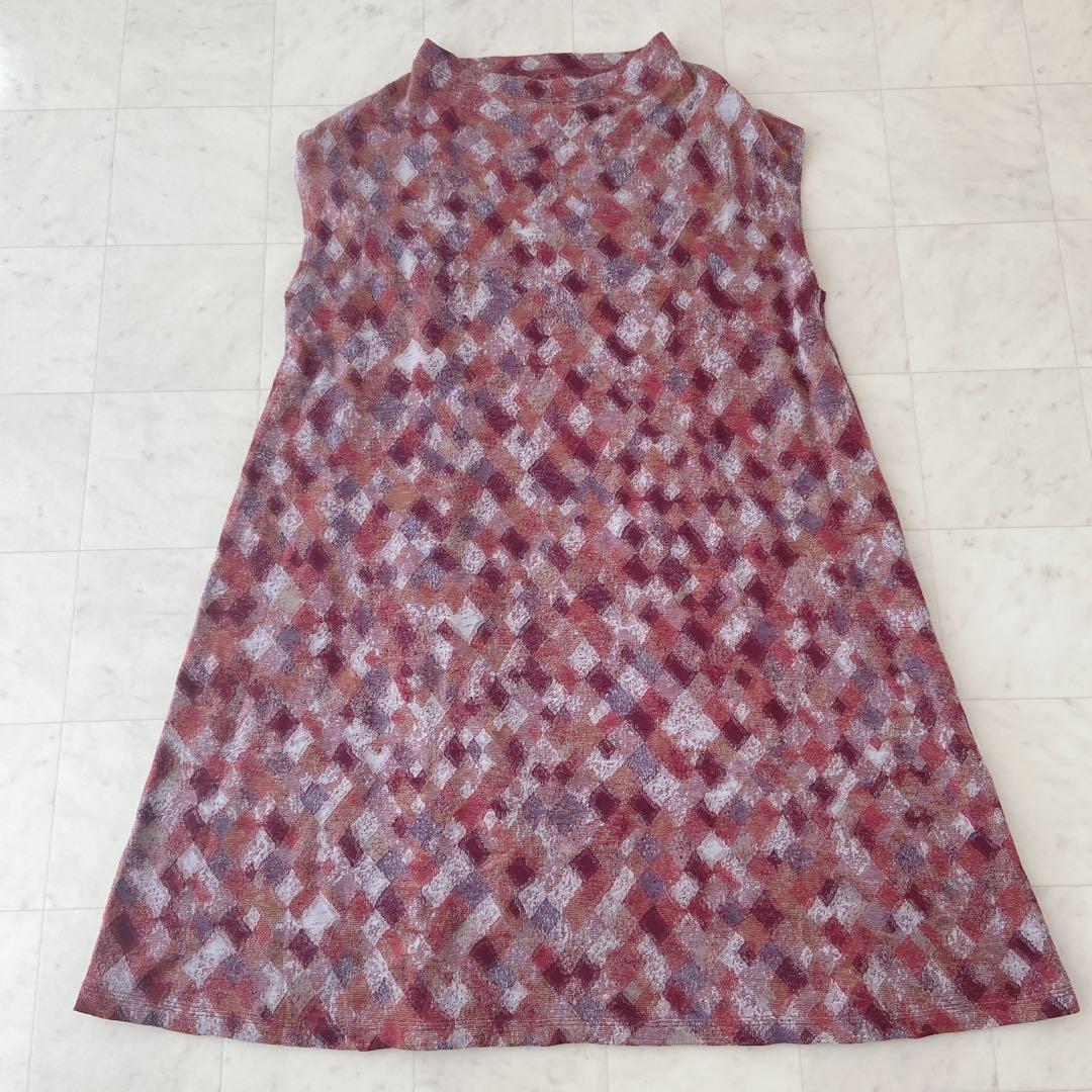 ✨美品✨ヨーガンレールモザイク柄フレンチ袖チュニックワンピース　定価35,200