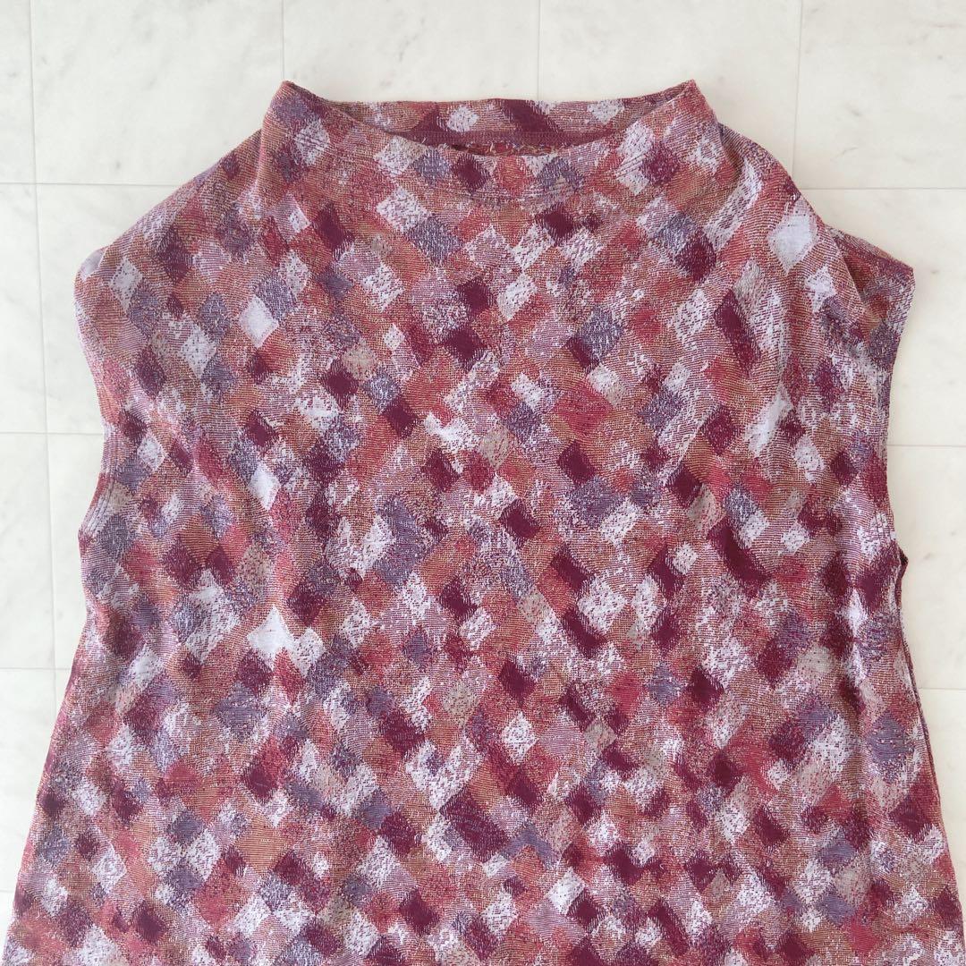 ✨美品✨ヨーガンレールモザイク柄フレンチ袖チュニックワンピース　定価35,200