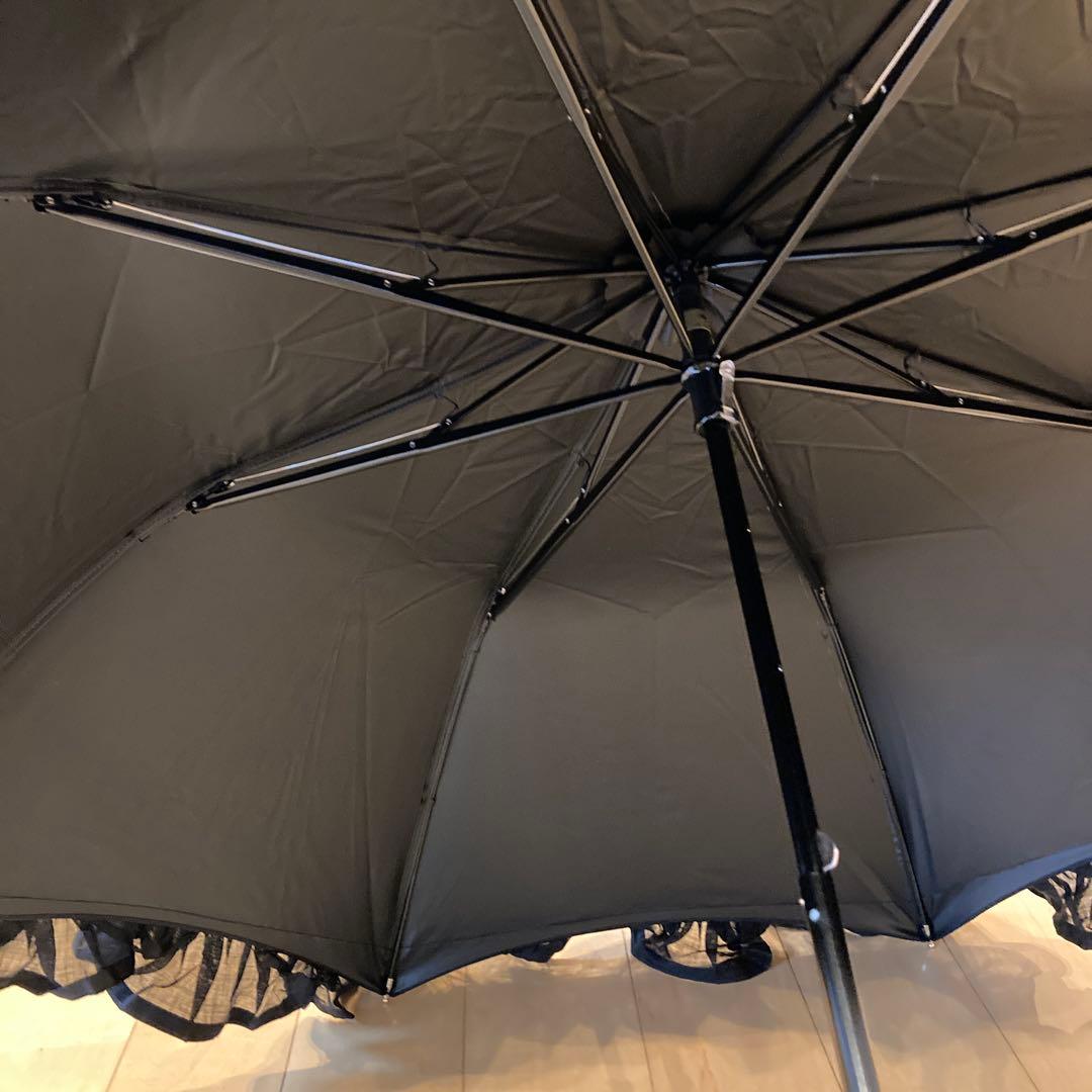 ビューランス　日傘　コットンフリル　ブラック