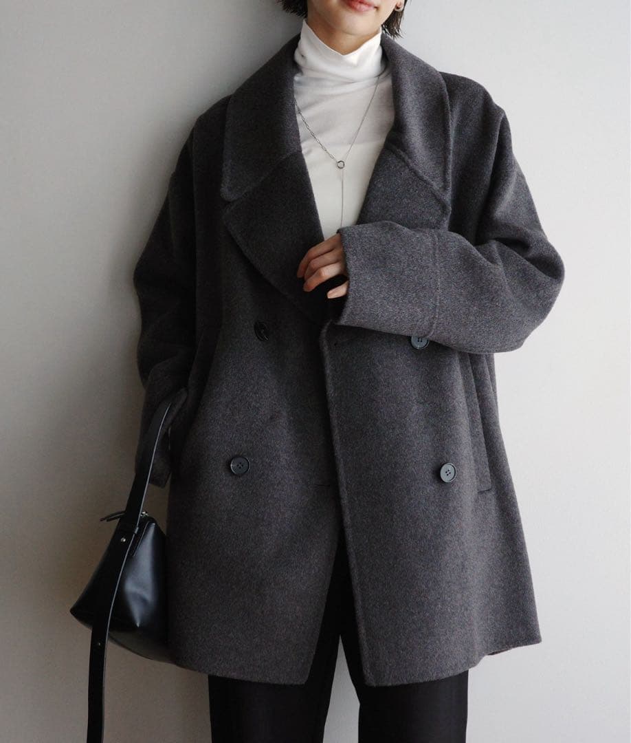 evernavy エバーネイビー ウールリバーPコート　チャコールグレー
