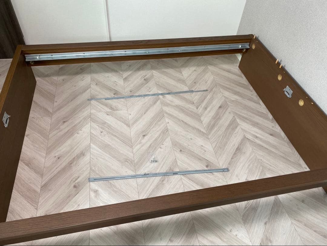 ブラウン IKEA ダブルベッドフレーム 木製