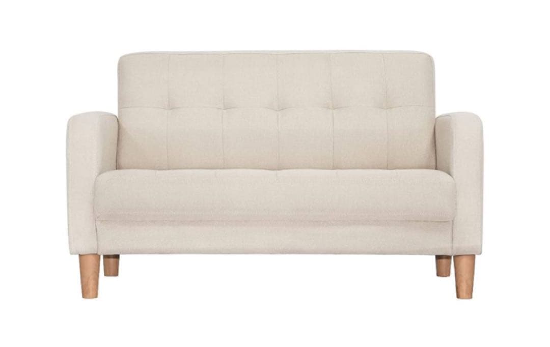 ソファー 2人掛け 肘付き 天然木脚 幅約110cm 簡単組み立て 2WAY