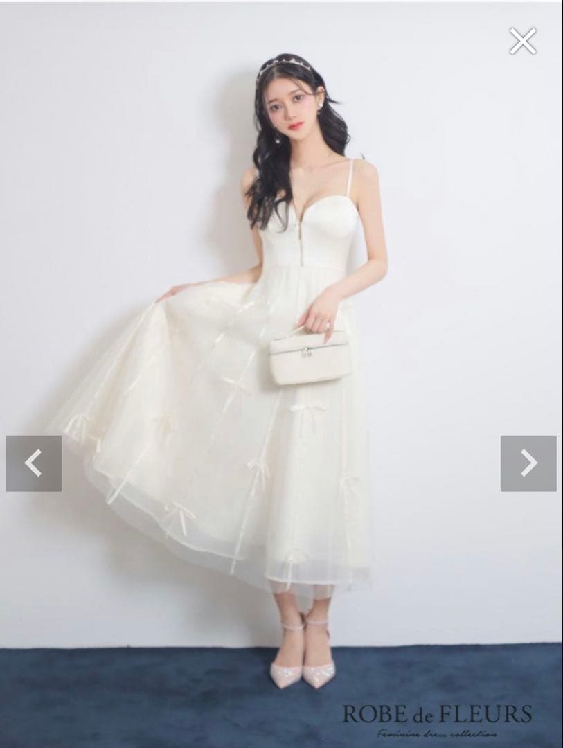 センタージップフレアリボンチュールミディキャバドレス fm3739