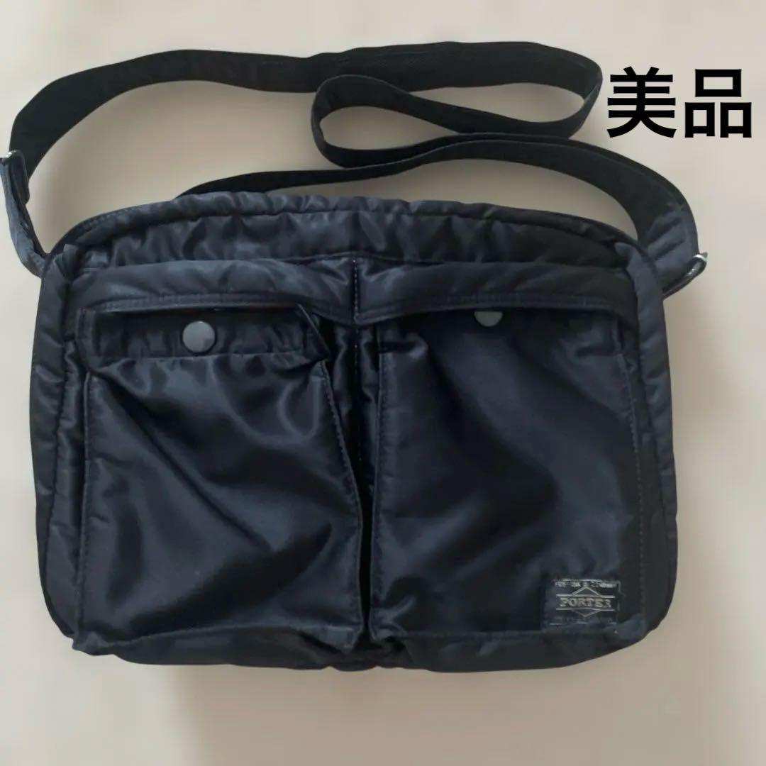 【美品】porter ポーター タンカー ショルダーバッグ ナイロン 黒 2層