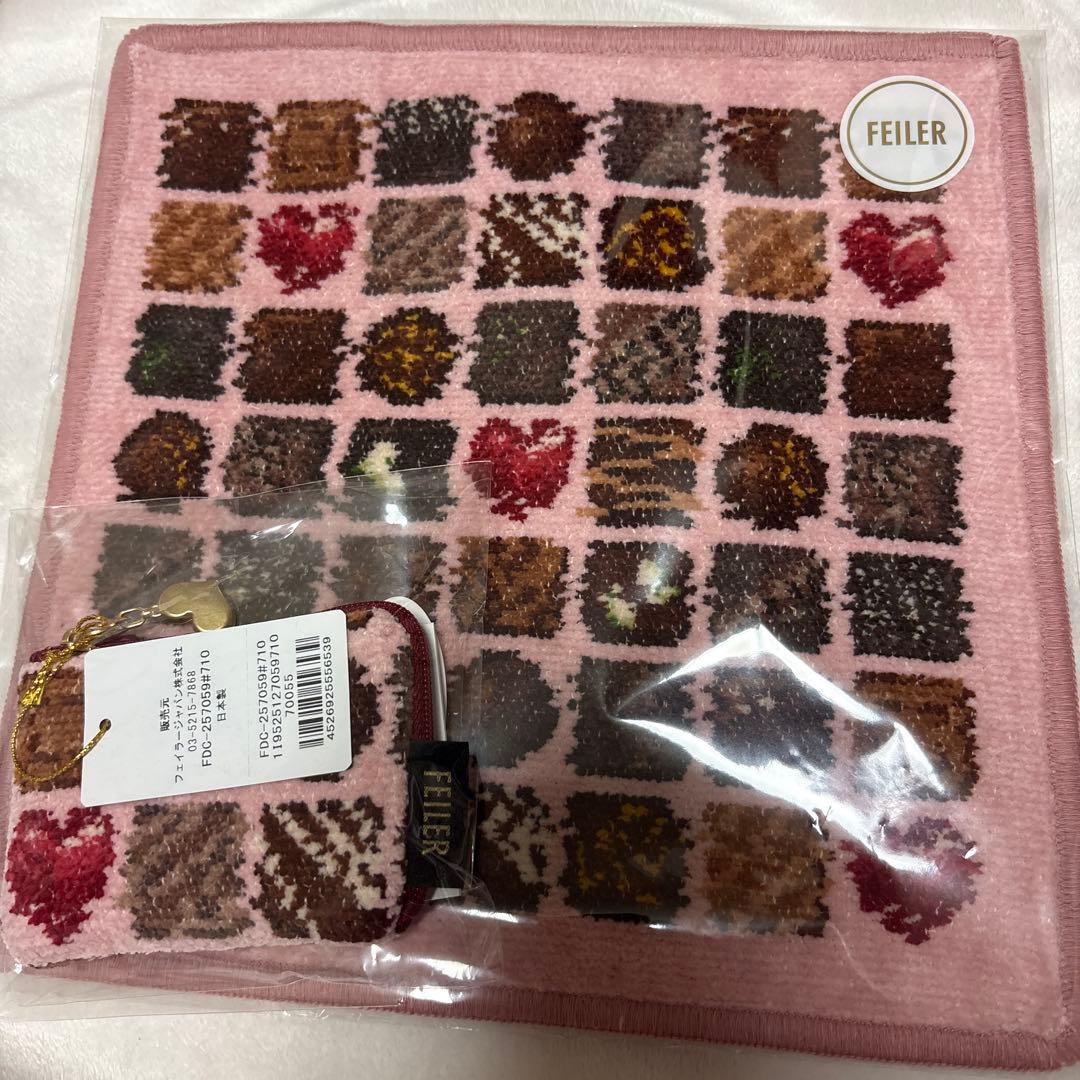 FEILER チョコレート柄 ハンカチ&サイドポーチ