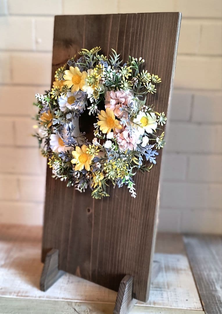 つぼみちゃんページ／Ａ型看板・シャビーホワイト＆リース付きボードの2点