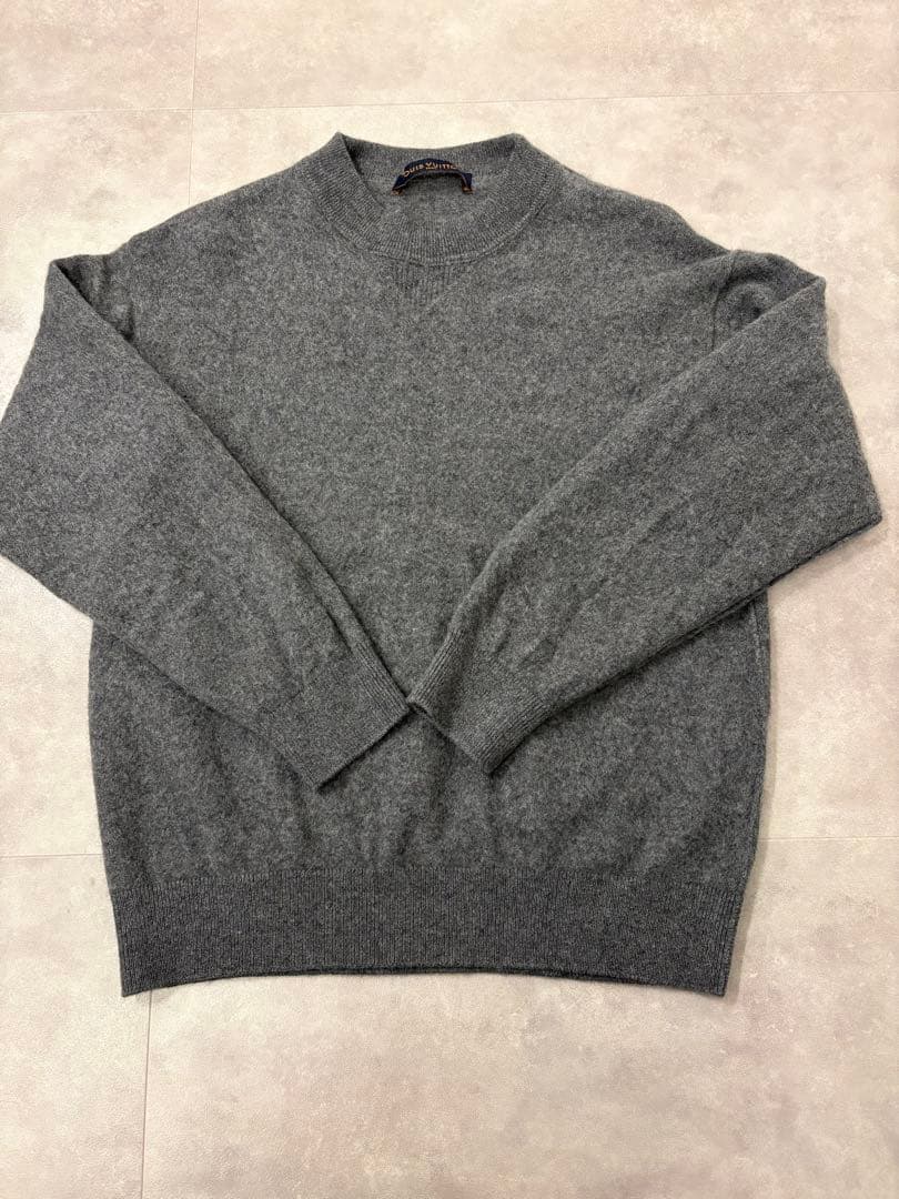 ルイヴィトン カシミヤ100% インサイドアウト 長袖ニット グレー L