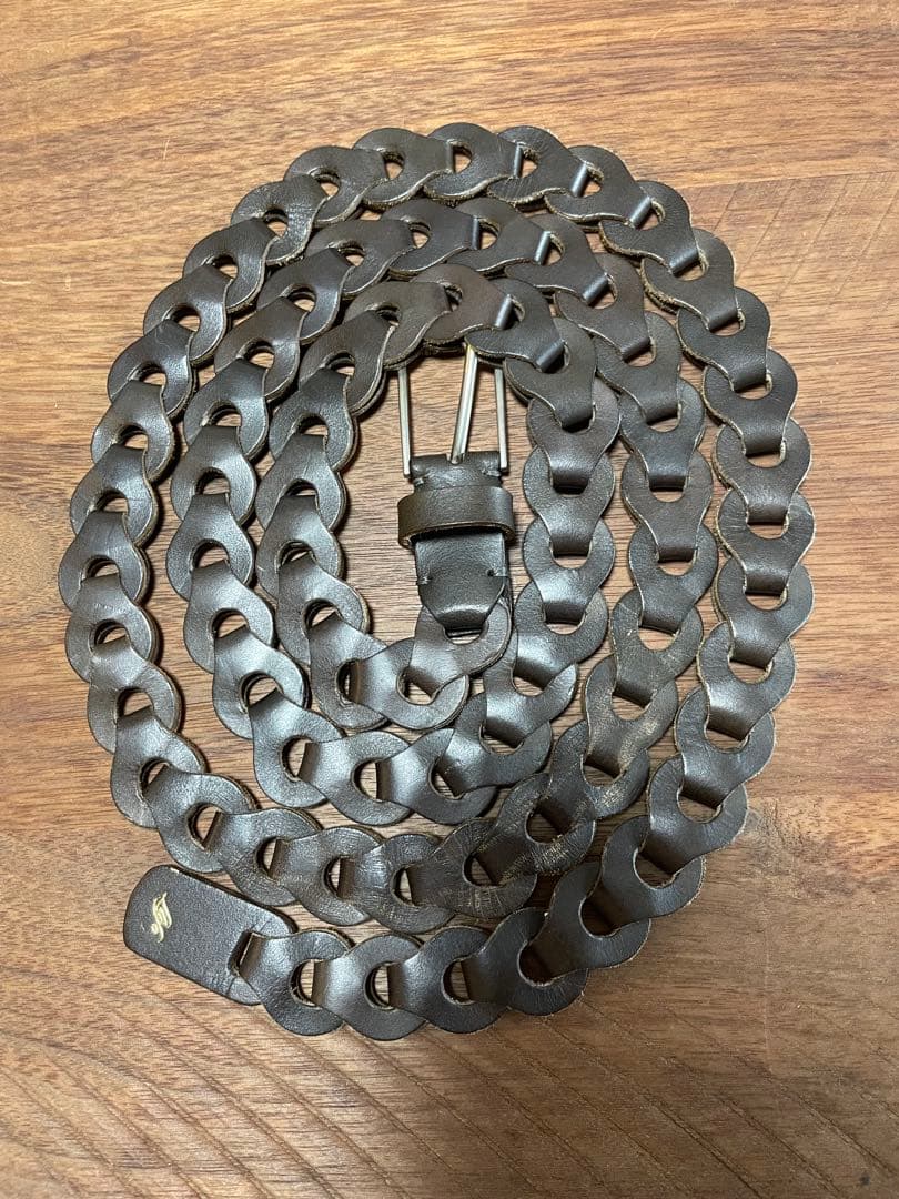 即日発送Llife LEATHER CHAIN BELT SHADE GRAY