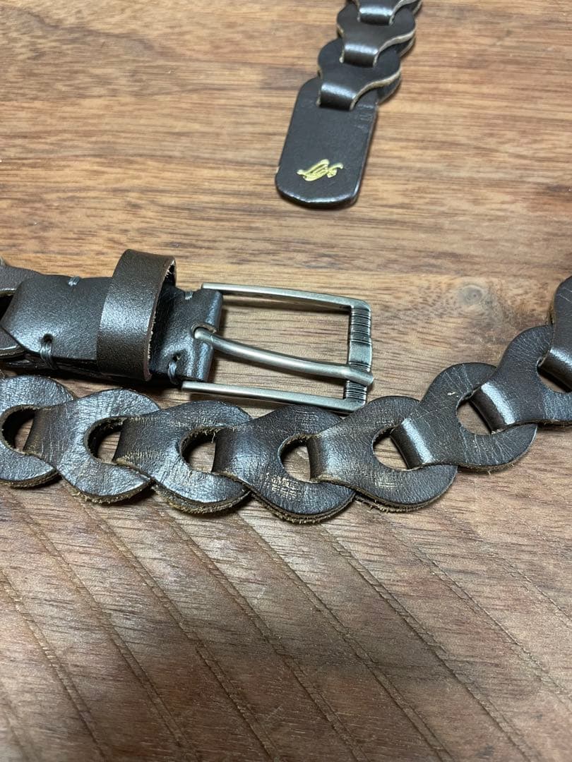 即日発送Llife LEATHER CHAIN BELT SHADE GRAY