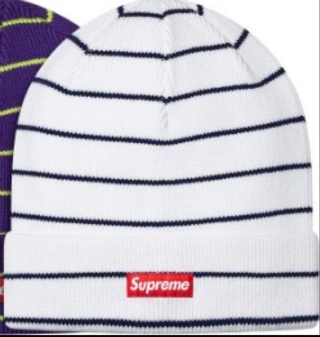 帽子 supreme striped beanie white