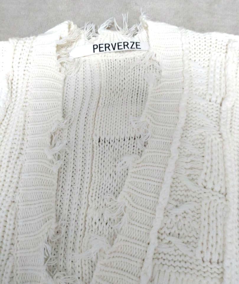 PERVERZE ダメージ加工 ニットカーディガン
