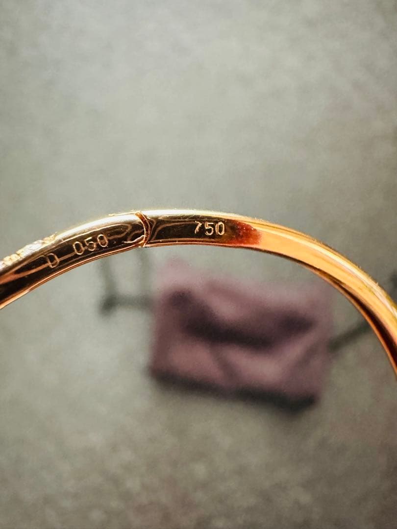 ◎0.50ct K18PG天然ダイヤモンド バングル　ブレス16センチ