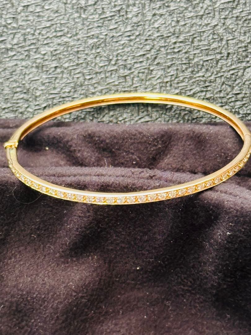 ◎0.50ct K18PG天然ダイヤモンド バングル　ブレス16センチ