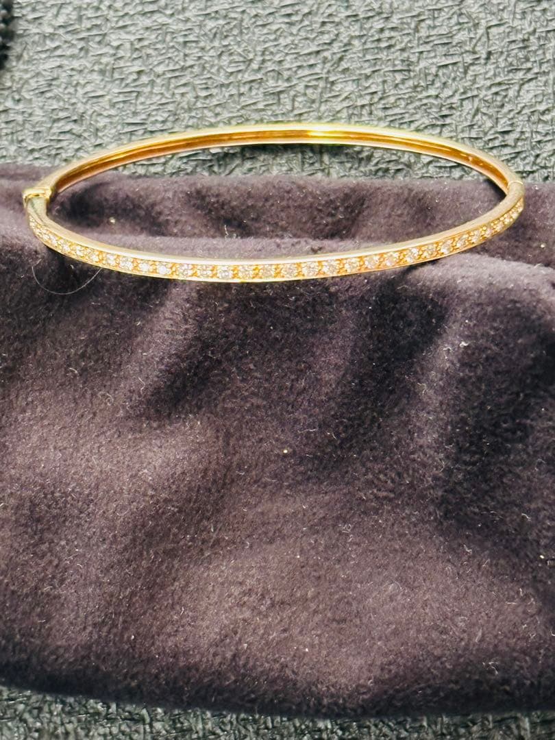 ◎0.50ct K18PG天然ダイヤモンド バングル　ブレス16センチ