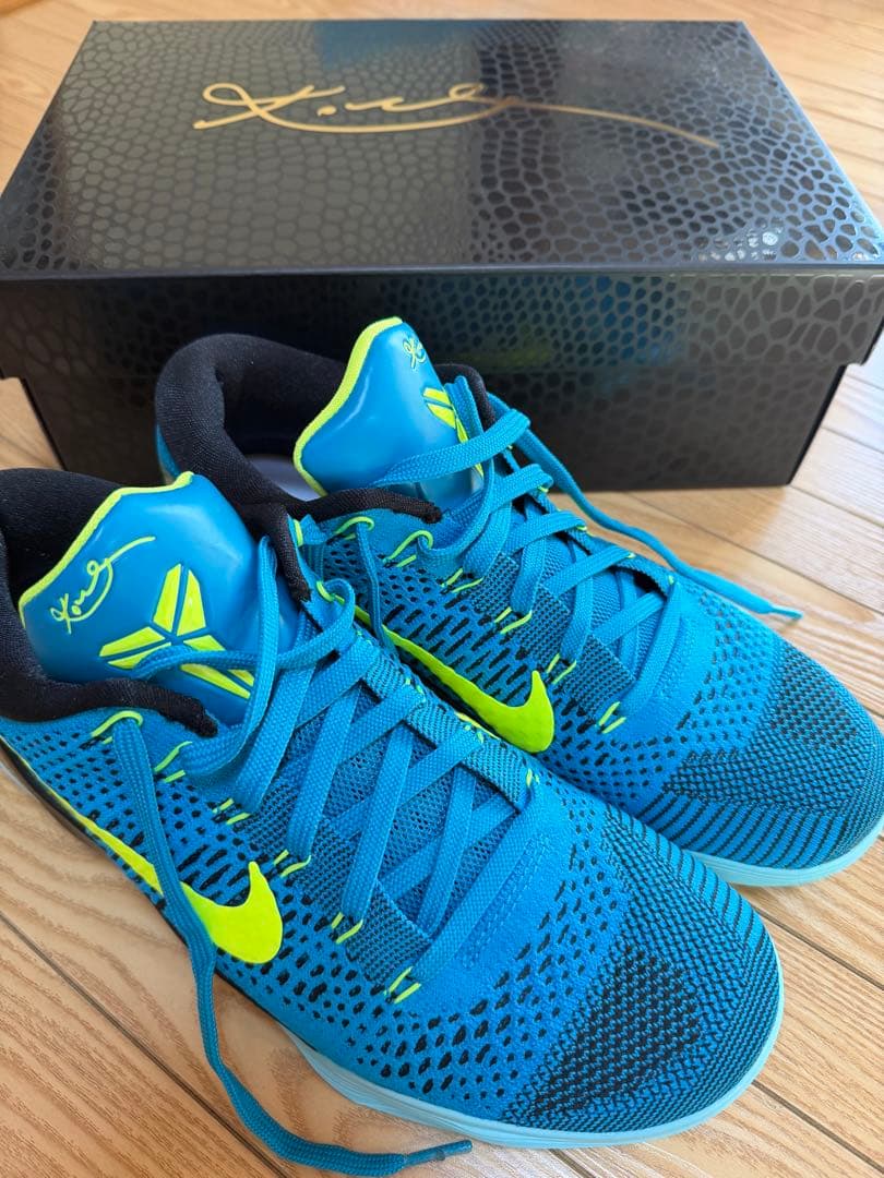 現*猫様 Nike Kobe9 バスケットボールシューズ 青/黄緑