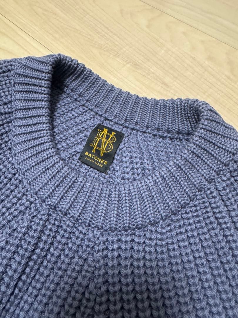 【希少色】21AW BATONER シグネチャークルーネック パープル サイズ2