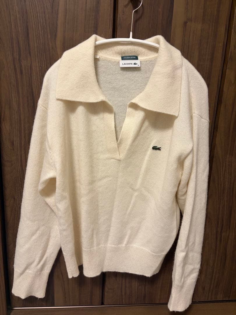 SNIDEL LACOSTE スキッパーニットプルオーバー　ホワイト