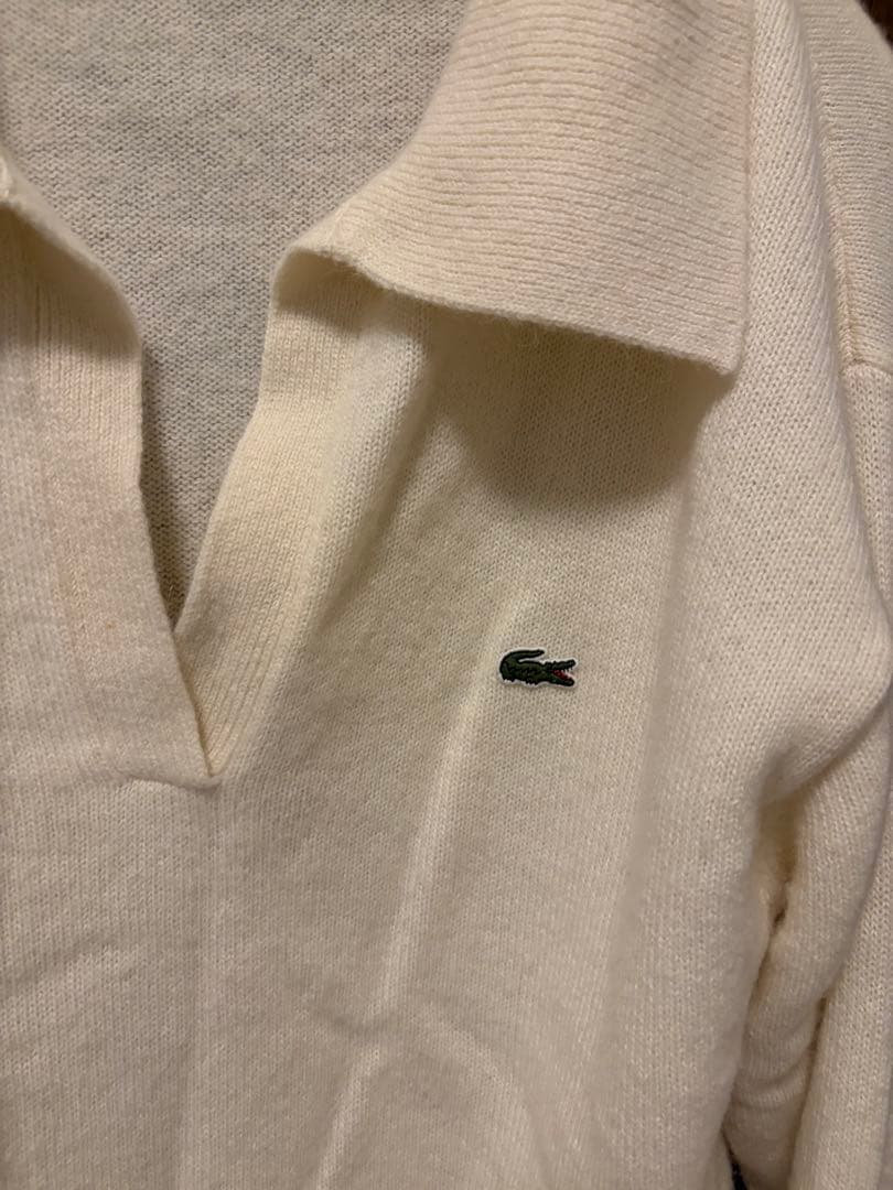 SNIDEL LACOSTE スキッパーニットプルオーバー　ホワイト